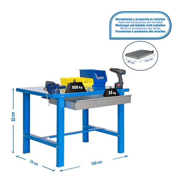 Simonrack Werkbank SIMONWORK BT6 BOX blau 1 Schublade 150,0 x 73,0 x 83,0 cm