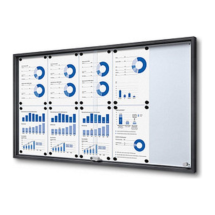 Showdown® Displays Schaukasten SLIM grau 10x DIN A4 112,6 x 5,0 x 64,1 cm, 1 St.