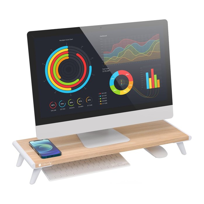 Techly Monitorständer Riser, Naturholz