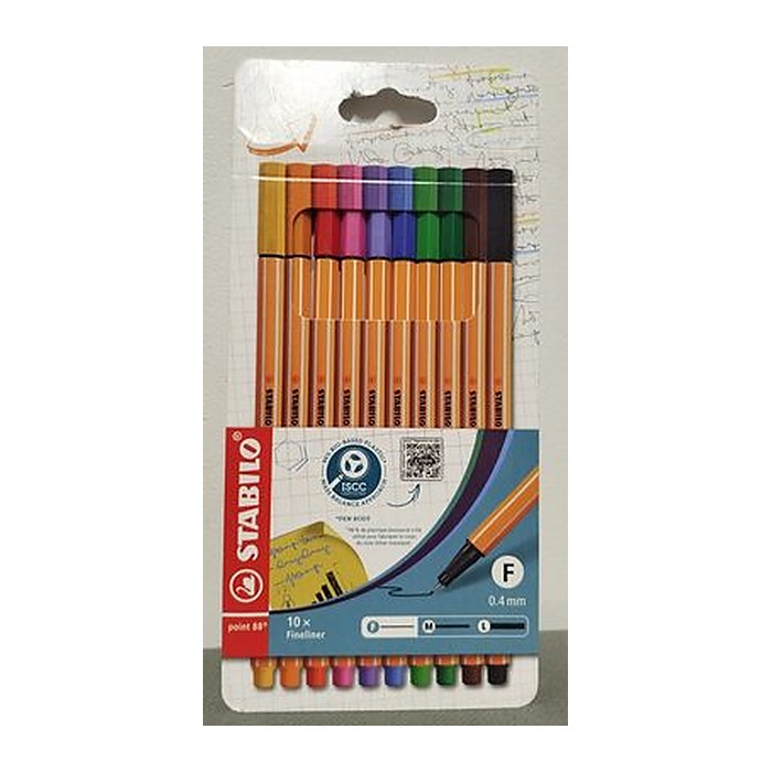 STABILO point 88 Fineliner farbsortiert 0,4 mm, 10 St.