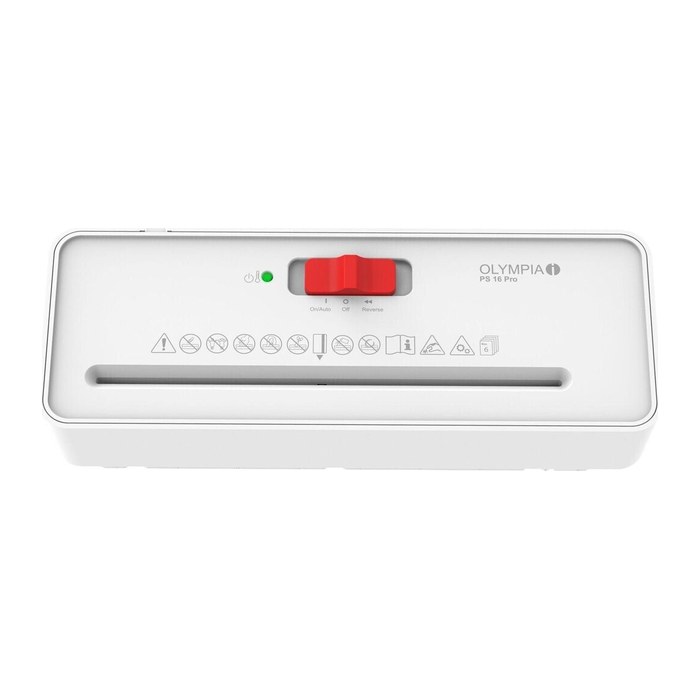 OLYMPIA PS 16 Pro Aktenvernichter mit Streifenschnitt P-2, 6 mm, bis 6 Blatt, weiß