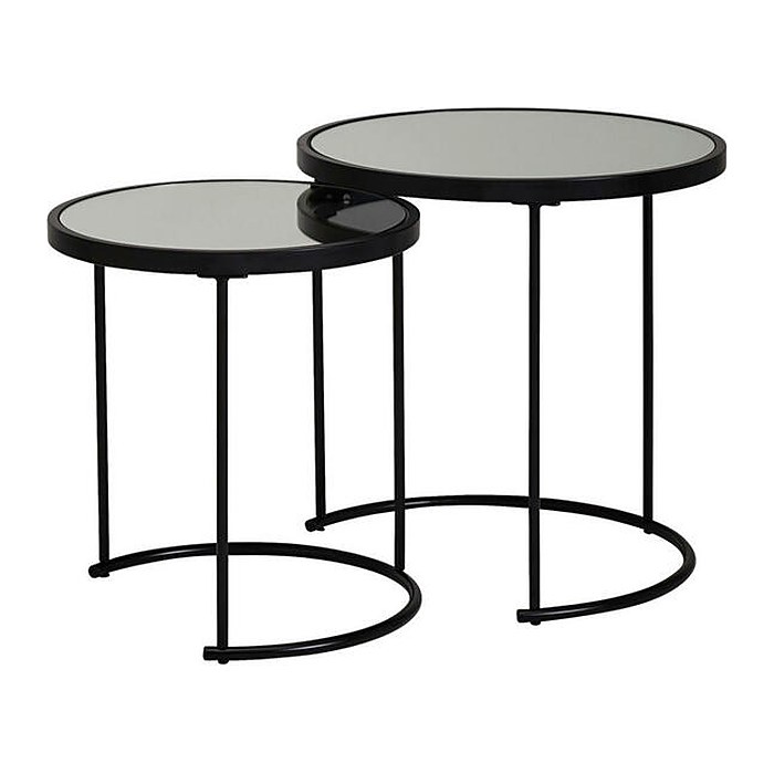 WOHNLING Beistelltische-Set rund Glas schwarz, 1 Set