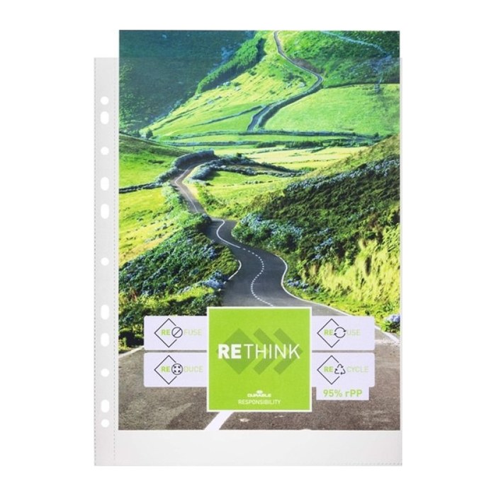 DURABLE Prospekthüllen PREMIUM Recycling DIN A4 transparent genarbt 0,08 mm, 40 St.