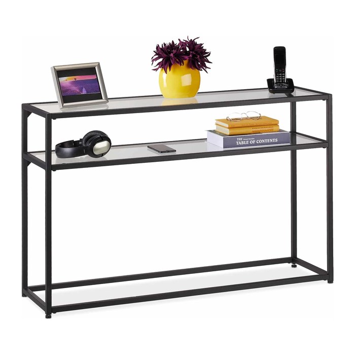 relaxdays Konsolentisch schwarz/transparent 110,0 x 30,0 x 70,0 cm, 1 St.