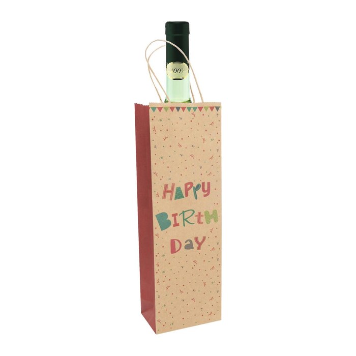 Idena Geschenktüte für Flaschen Geburstag Motiv 10,0 x 39,0 cm, 1 St.