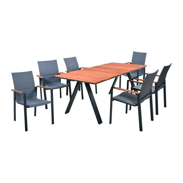 Garden Pleasure Sitzgruppe DAVINA grau, anthrazit Kunststoff, Metall, 7-teilig