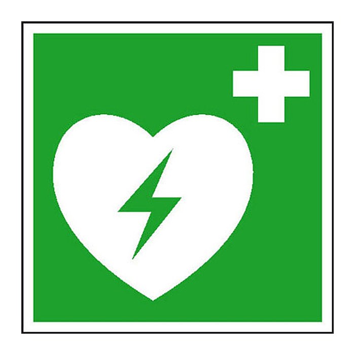 SafetyMarking® Rettungszeichen-Aufkleber "Automatisierter Externer Defibrillator (AED)" quadratisch 15,0 x 15,0 cm, 1 St.