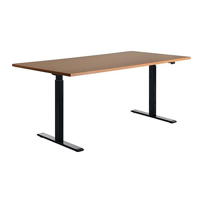 Topstar E-Table elektrisch höhenverstellbarer Schreibtisch buche rechteckig, T-Fuß-Gestell schwarz 180,0 x 80,0 cm