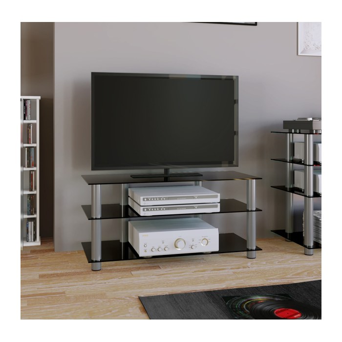 VCM my media TV-Rack Netasa silber, klarglas