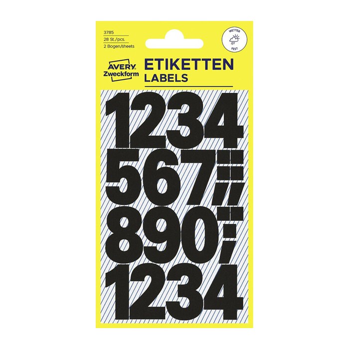 AVERY Zweckform Klebenummern 3785 Zahlen, schwarz 25,0 mm, 48 Etiketten