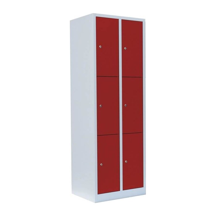 LÜLLMANN Schließfachschrank feuerrot, lichtgrau 520324, 6 Schließfächer 60,0 x 50,0 x 180,0 cm