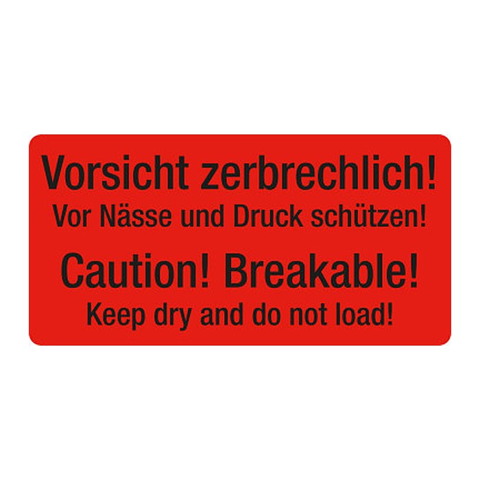 EICHNER Warnetiketten rot »Vorsicht zerbrechlich! Vor Nässe und Druck schützen!« 100,0 x 50,0 mm, 250 Etiketten