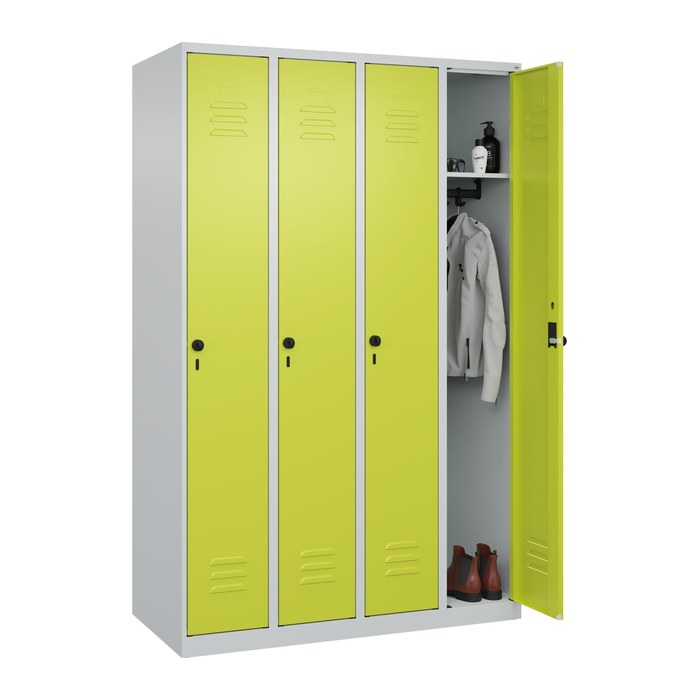 CP Spind Classic Plus clowngrün, lichtgrau 080000-40 S10009, 4 Schließfächer 120,0 x 50,0 x 185,0 cm