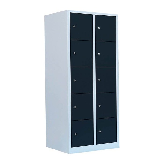LÜLLMANN Schließfachschrank anthrazit, lichtgrau 523528, 10 Schließfächer 80,0 x 50,0 x 180,0 cm