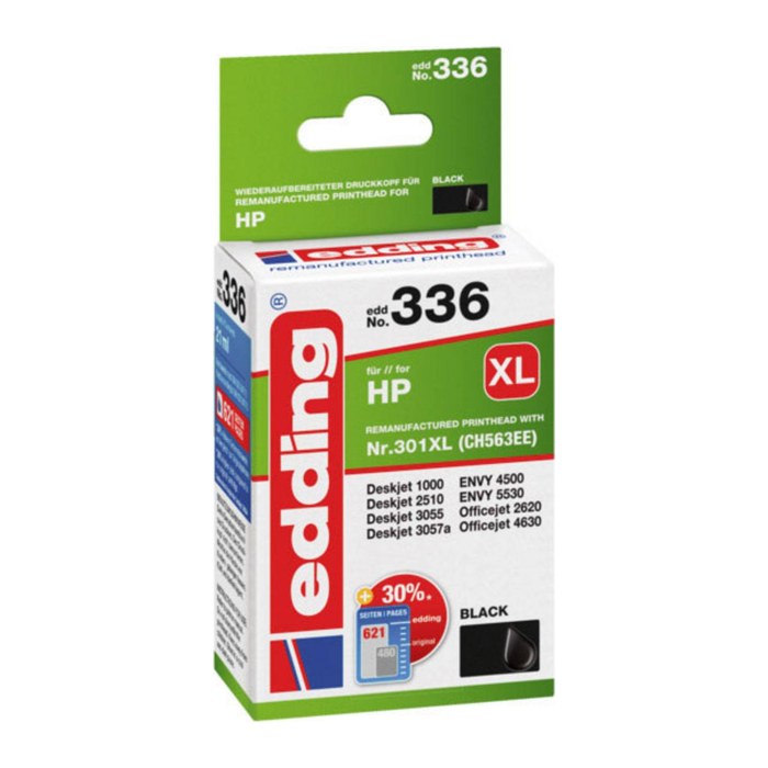 edding EDD-336 schwarz Druckerpatrone kompatibel zu HP 301XL (CH563EE)