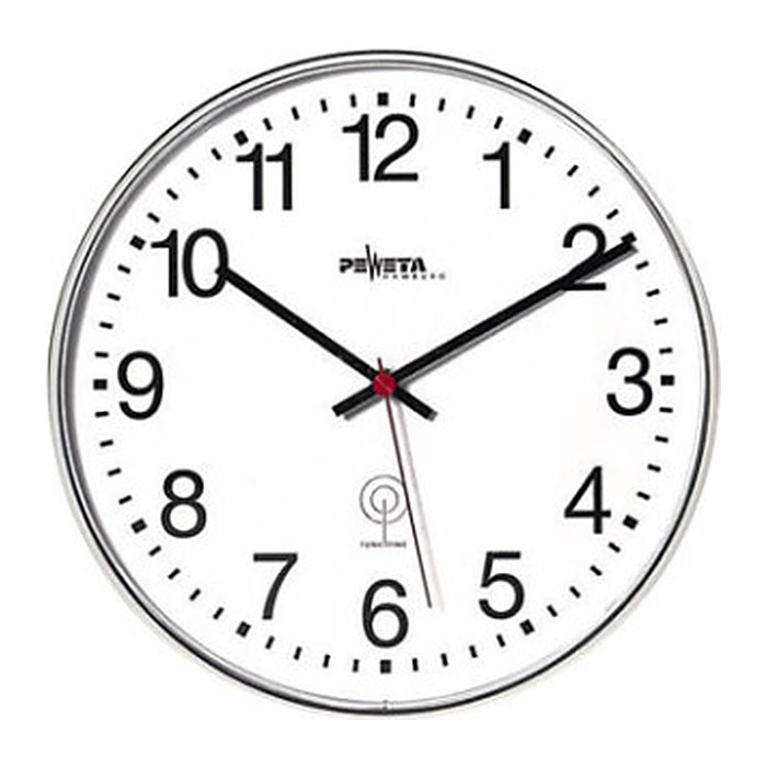 PEWETA Funkwanduhr weiß silber Kunststoff, Ø 30,0 cm