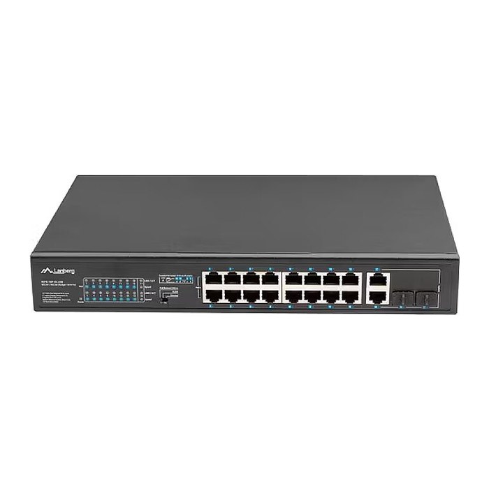 LANBERG Switch 16-Port PoE+/2x1Gb/1xSFP 19" unmanaged 250W