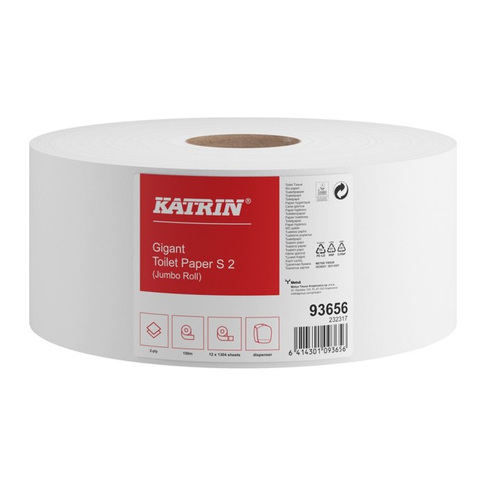 KATRIN Jumbo-Toilettenpapier Gigant S2 2-lagig, 12 Rollen