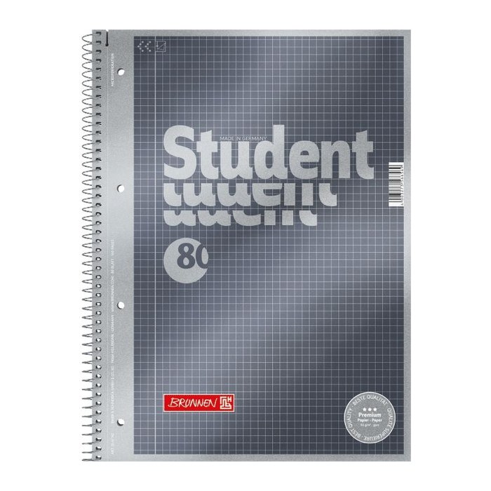 BRUNNEN Collegeblöcke Student Premium kariert DIN A4 Innenrand, 5 Blöcke
