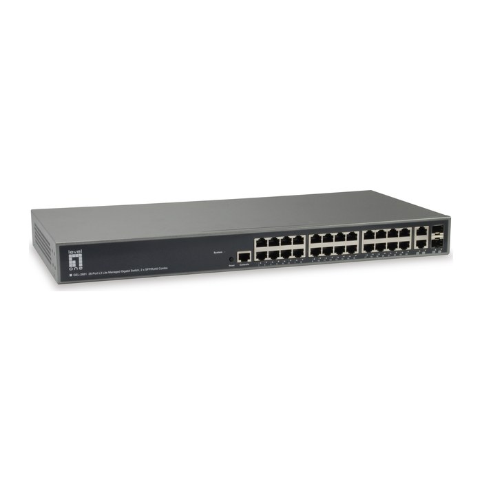 LevelOne Switch 24x GE GEL-2681 2xGSFP 19"