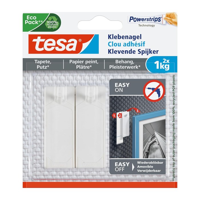 tesa Powerstripes Klebenägel für max. 1,0 kg, 2,4 x 4,5 cm, 2 St.