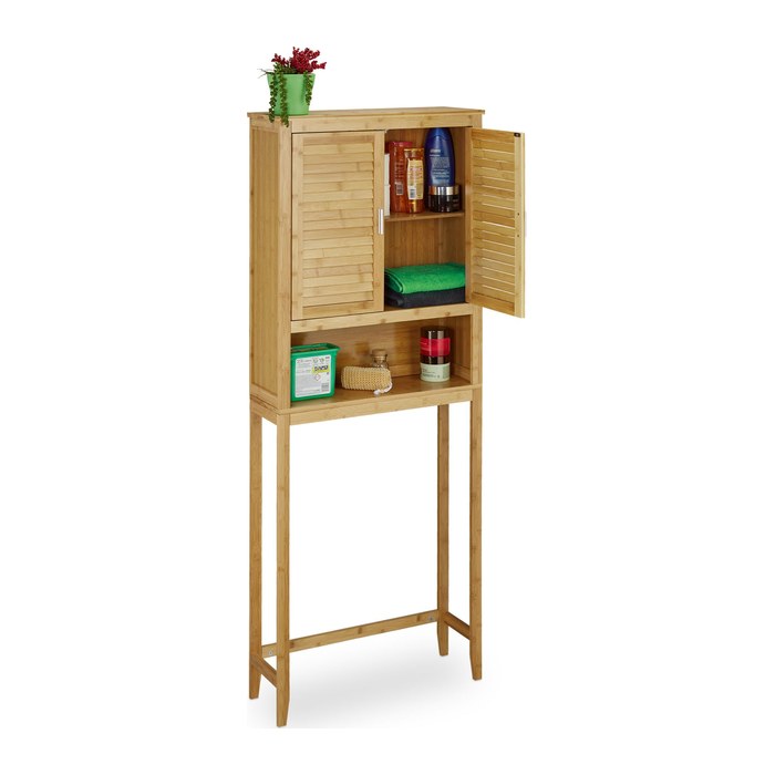 relaxdays Waschmaschinenschrank, 10020299_0 braun 3 Fachböden 70,0 x 22,5 x 176,0 cm