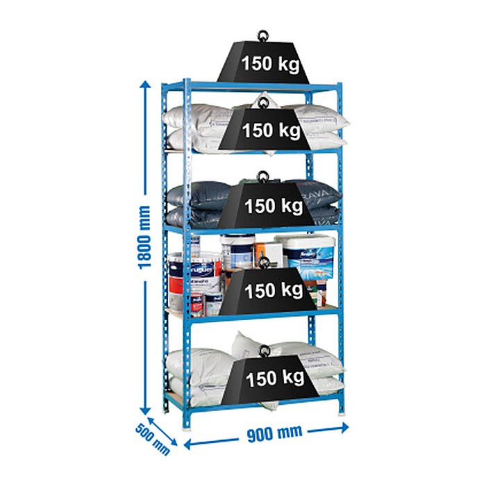 Simonrack Schwerlastregal MADERCLICK 8435104912614 blau 90,0 x 50,0 x 180,0 cm