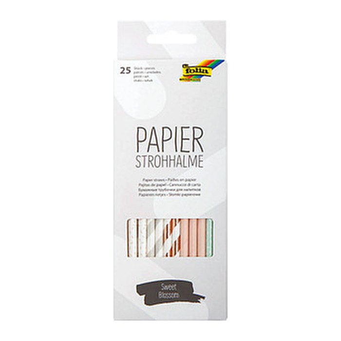 folia Strohhalme SWEET BLOSSOM farbsortiert Papier, knickbar, 25 St.