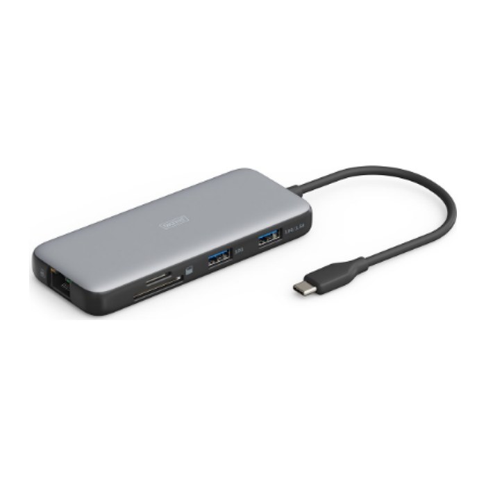 DIGITUS Docking USB-C->HDMI,USB3.2,RJ45,SD,MicroSD,PD Alu si