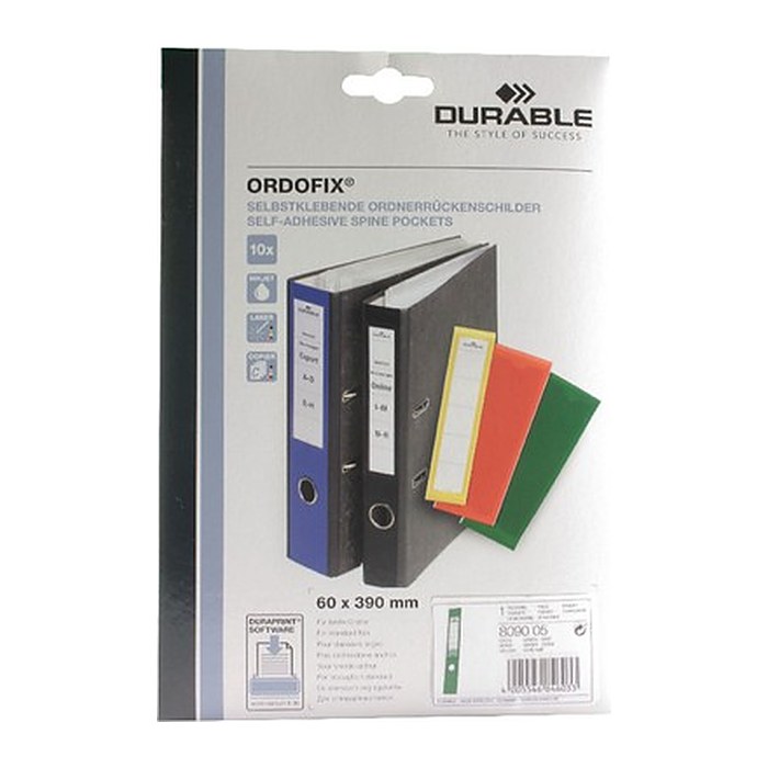 DURABLE Ordneretiketten ORDOFIX® grün für 7,0 cm Rückenbreite, 10 St.