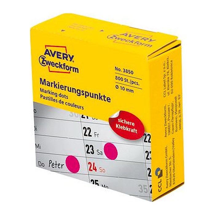 AVERY Zweckform Klebepunkte 3850 magenta Ø 10,0 mm, 800 St.