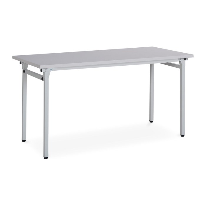 Klapptisch 4-Fuß fixe Höhe – Gestell in Lichtgrau (1800 x 800 x 750 mm, Platte Grau, Gestell RAL 7035)