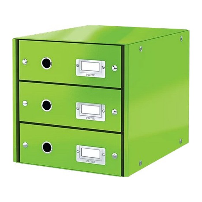 LEITZ Schubladenbox Click & Store grün 60480054, DIN A4 mit 3 Schubladen, 1 St.