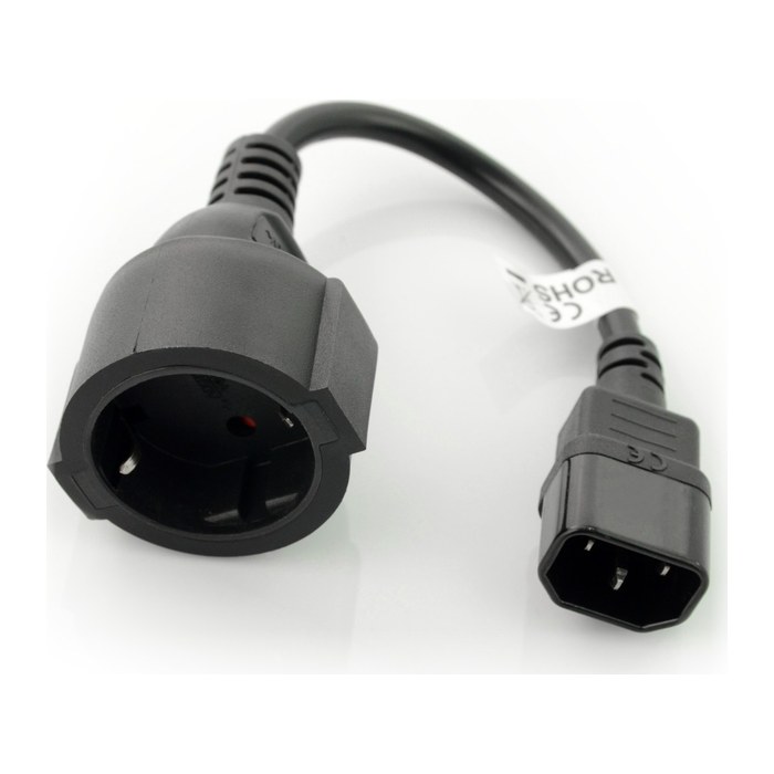 LANBERG Netzkabel-Adapter IEC320 C14->Schuko(F) für UPS 0,2m
