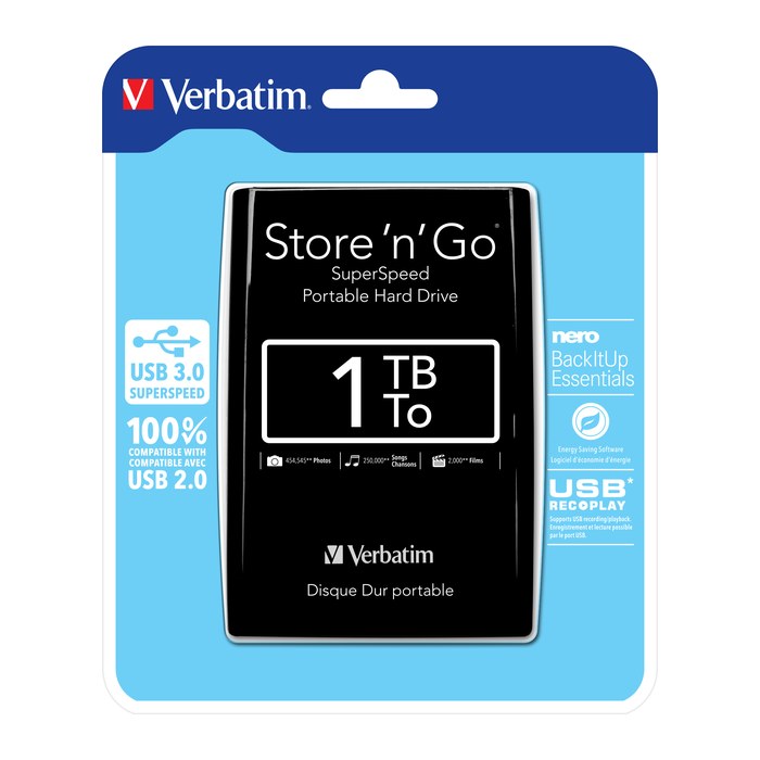 Verbatim Externe Festplatte 1TB Store'n'Go USB 3.0 Schwarz retail
