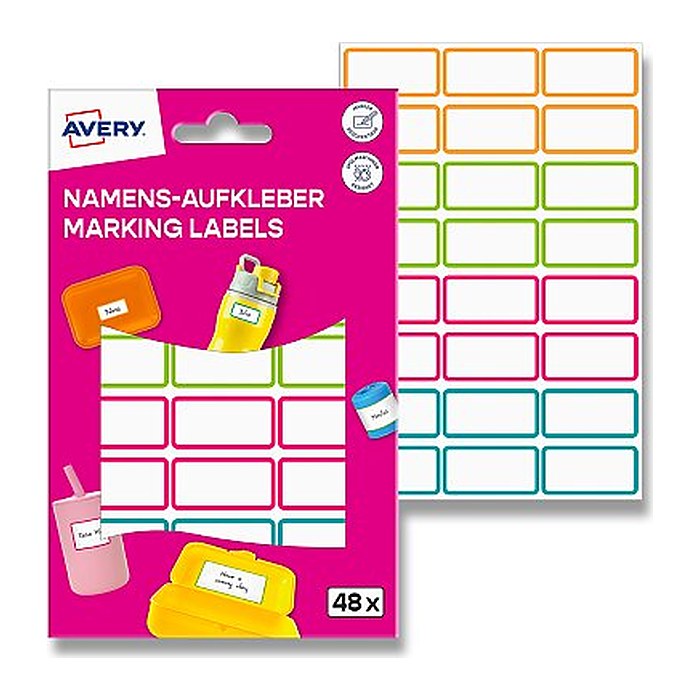 AVERY Zweckform Namensetiketten farbsortiert 32,0 x 15,0 mm, 48 St.