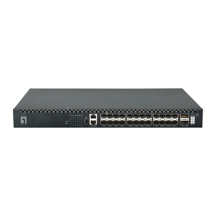 LevelOne Switch 24x10GSFP+/2x100GQSFP+ TOR 19" Managed L3