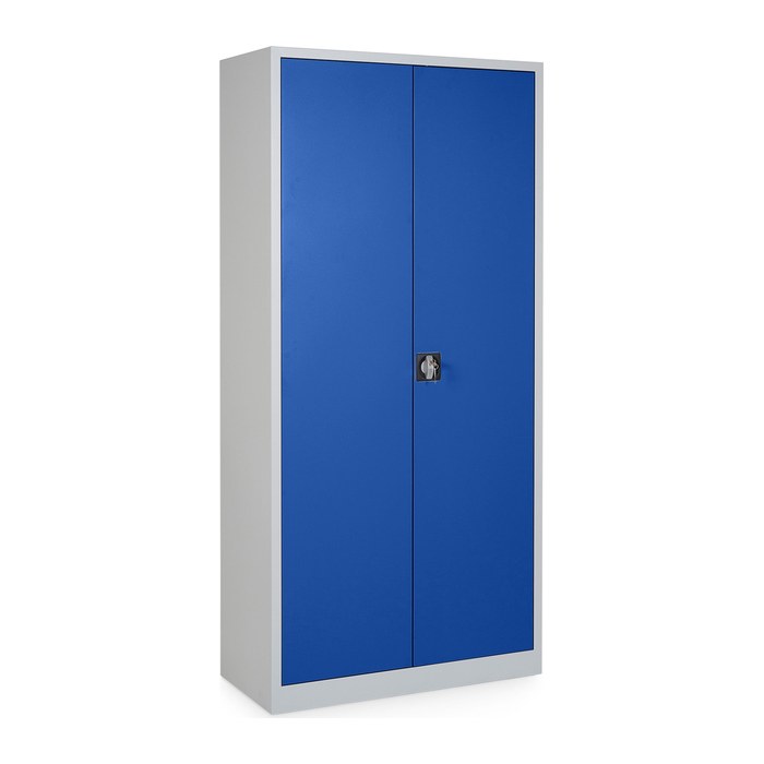 Putzmittelschrank (800 Breit) – Lichtgrau / Enzianblau