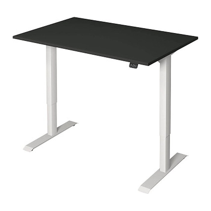 Kerkmann Move 1 elektrisch höhenverstellbarer Schreibtisch anthrazit rechteckig, T-Fuß-Gestell weiß 120,0 x 80,0 cm