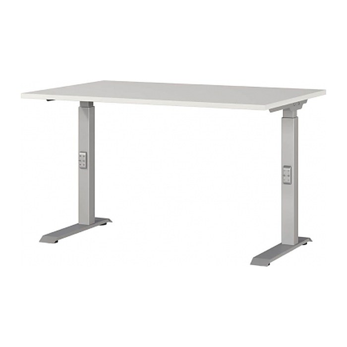 GERMANIA DOWNEY höhenverstellbarer Schreibtisch lichtgrau rechteckig, C-Fuß-Gestell silber 120,0 x 80,0 cm