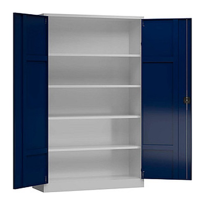 ClassiX Stahlschrank X-530381 enzianblau, lichtgrau 4 Fachböden 120,0 x 60,0 x 194,5 cm, aufgebaut, 1 St.