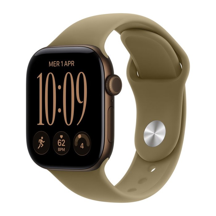 Apple Watch 12 42 mm Aluminium bronze (GPS + Cellular) Sportarmband S/M olivgrün