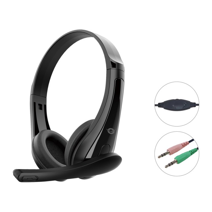 CONCEPTRONIC Headset Stereo AUX/Mikro/Bedien. 1.80m sw