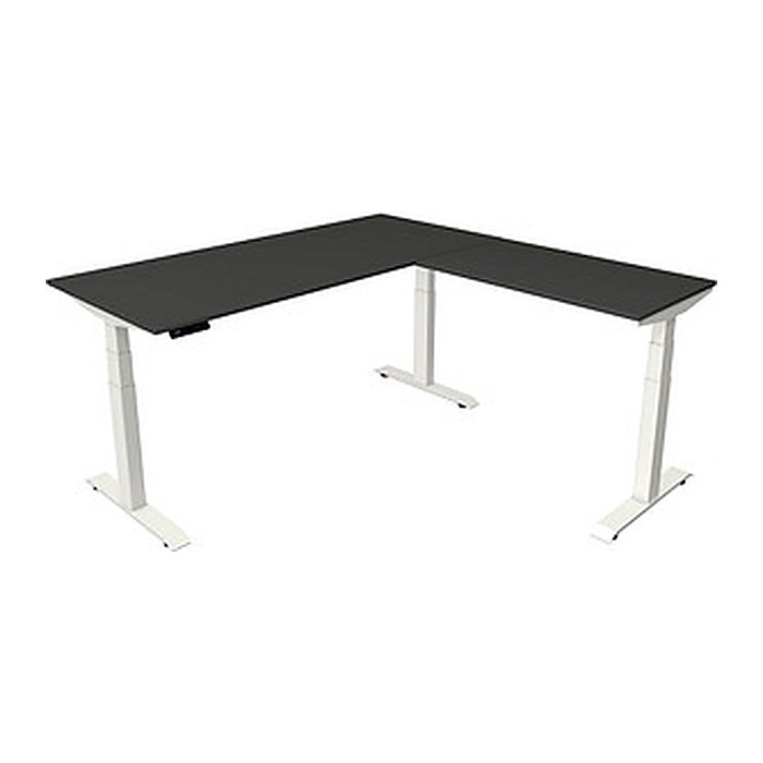 Kerkmann Move 4 elektrisch höhenverstellbarer Schreibtisch anthrazit rechteckig, T-Fuß-Gestell weiß 180,0 x 180,0 cm