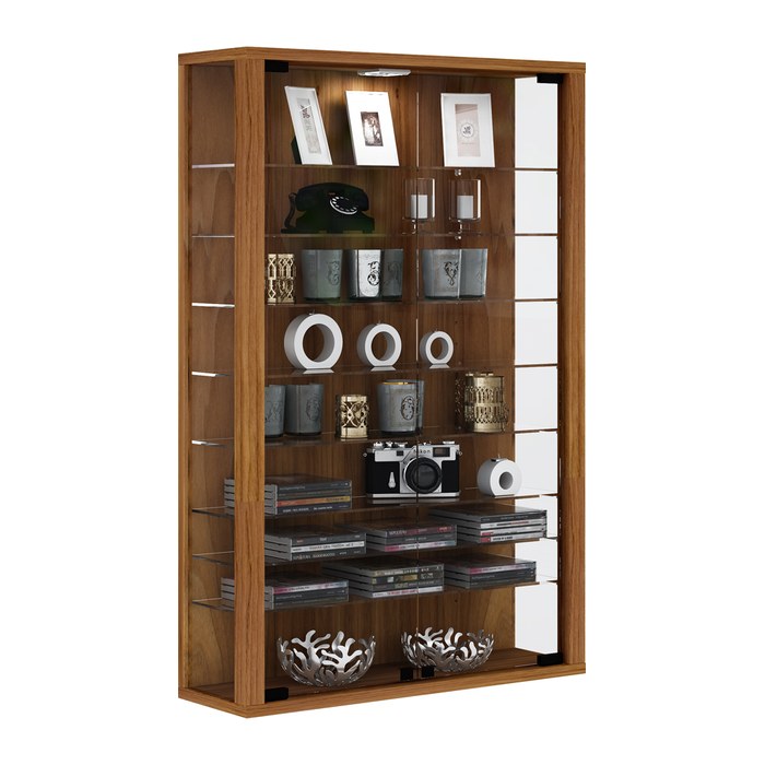 VCM my home Vitrosa Mini Vitrine nussbaum 8 Fachböden