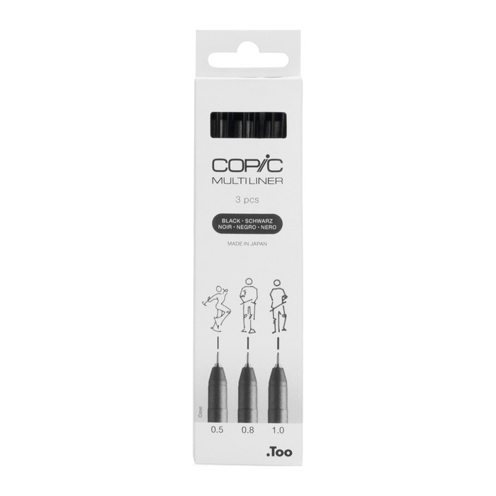 COPIC® Multiliner Fineliner schwarz 0.5 + 0.8 + 1.0 mm, 3 St.
