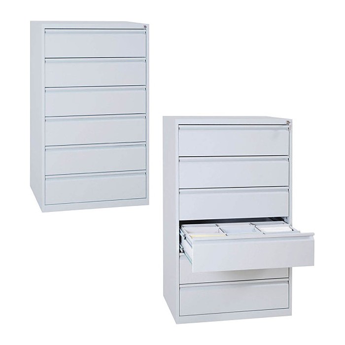 Gürkan Karteischrank lichtgrau 6 Schubladen 76,0 x 62,0 x 132,0 cm, 1 St.