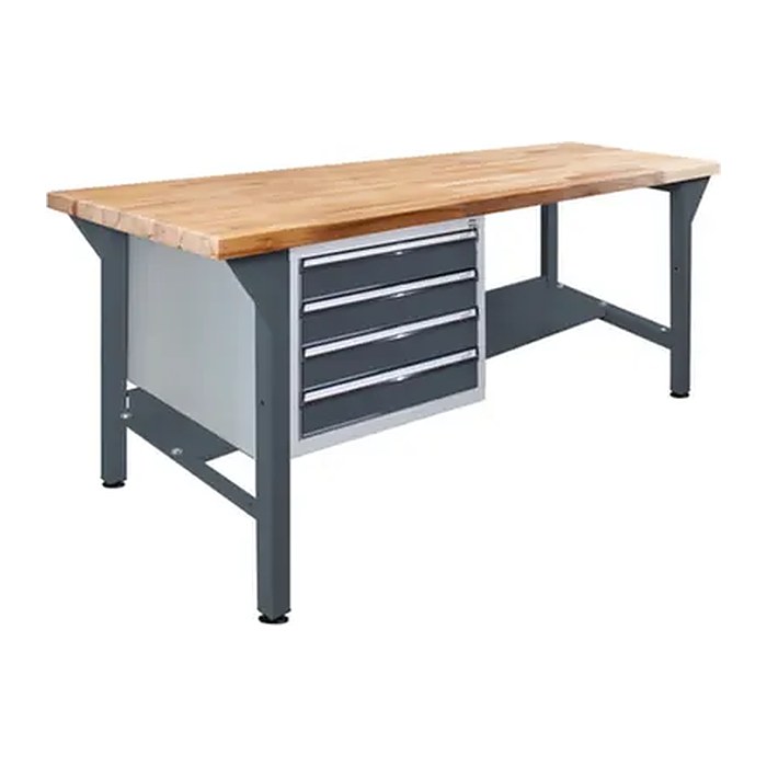 ADB Werkbank anthrazitgrau, lichtgrau 4 Schubladen 150,0 x 75,0 x 85,0 cm