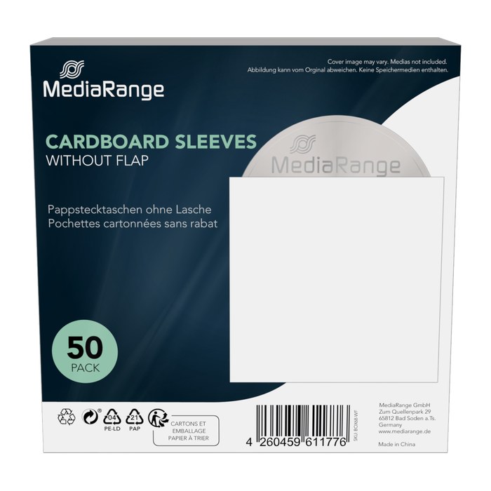 MediaRange Pappstecktaschen o.Lasche u.Sichtf.,50er-Pack,ws