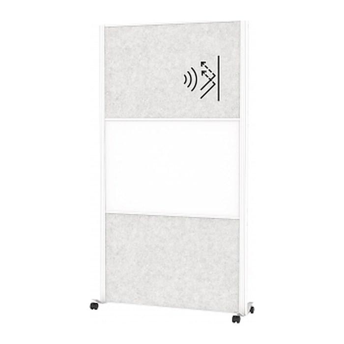 MAUL Akustik-Trennwand MAULconnecto 9613102, hellgrau, weiß 100,0 x 182,0 cm mit Rollen, 1 St.